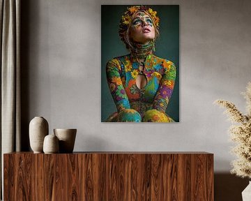 kunst vrouw met bloemen van Egon Zitter