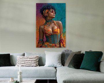 Kunst Frau mit Blumen