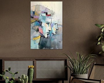 Abstract Gezicht | Abstract Schilderij van Mannen van Kunst Kriebels