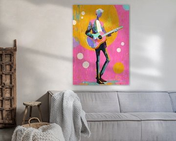 Man Gitaar | Colorful Music Vibes van De Mooiste Kunst