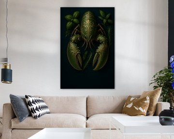 Groene kreeft kunst schilderij van Kleurenrijk