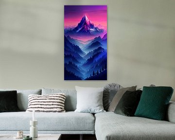 Montagne majestueuse de l'Aurore : Un paysage en dégradé au coucher du soleil
