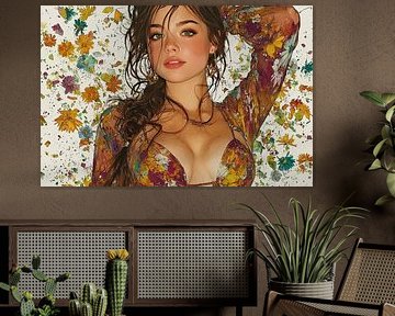 femme avec imprimé floral sur Egon Zitter
