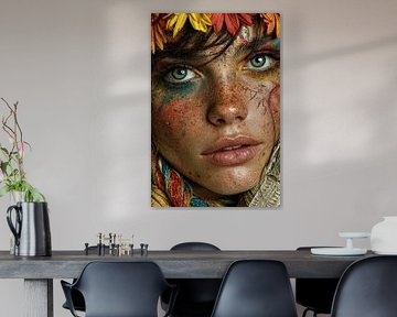 femme avec imprimé floral sur Egon Zitter
