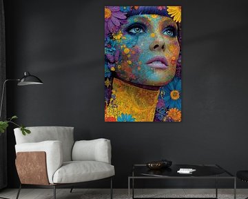 woman with floral print