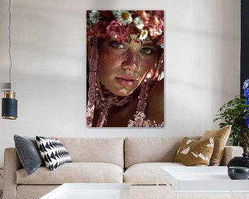 woman with floral print by Egon Zitter