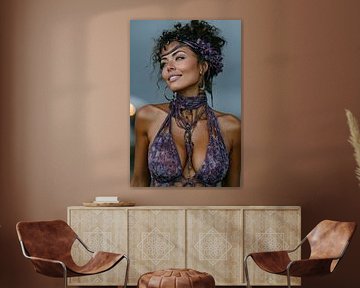 woman with floral print