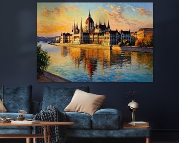 Parliament Building on Danube, Budapest Landcape by MIROKKU