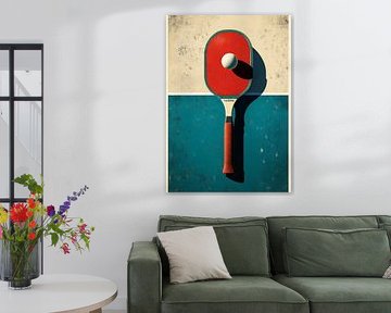 Minimalist Pickleball Paddle & Ball Art