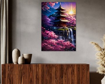 Japanische Shirne mit Sakura-Kirschblüte