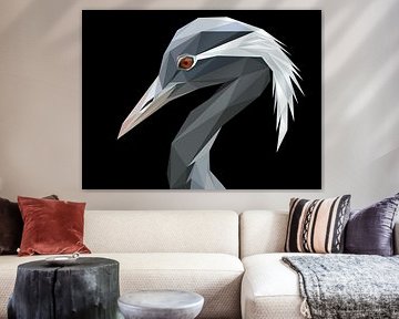 Gris Demoiselle Crane Low Poly Abstract