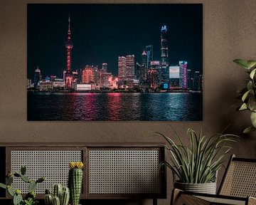 Gloeiende skyline: Shanghai bij nacht van NZME Photography