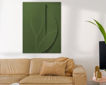 Minimalistische 3D Kunst -  Warm Olijfgroen van STUDIO MINIMAL ART