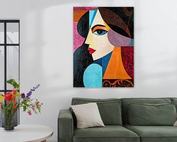 Vrouw Abstract | Vrouw Met Kleurrijke Achtergrond van Kunst Kriebels
