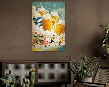 Oktoberfest Bierflut - Retro Bavaria Poster