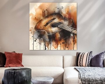 Gitaar in Acryl van FoXo Art