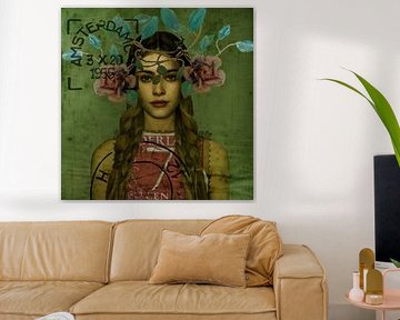Pop-Art Beauty Zomer Roos Postzegel van Yvonne Zeldenthuis