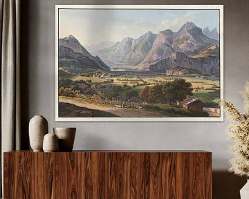 Uitzicht op het Raticongebergte, genomen vanaf onder het kasteel van Sargans, Johann Ludwig Bleuler