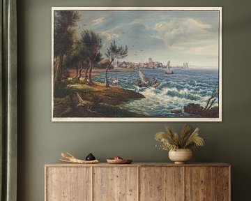 Uitzicht op de stad Arbon en het Bodenmeer, Johann Ludwig Bleuler
