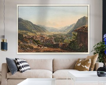 Uitzicht op de stad Chur en omgeving, Johann Ludwig Bleuler