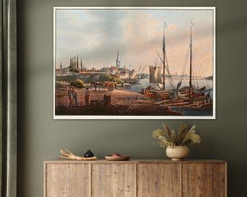 Uitzicht op de stad Düsseldorf vanaf de Academie, Johann Ludwig Bleuler