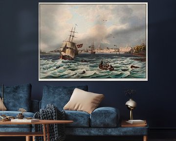 Gezicht op de stad Rotterdam, Johann Ludwig Bleuler