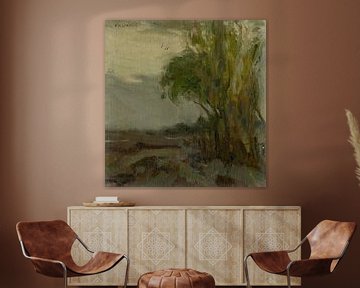 Schets van een landschap met een boom op de voorgrond, Karol Miloslav Lehotský