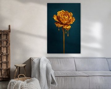 Golden rose - luxury flower in artistic shine