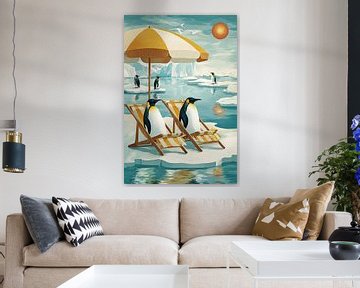 Antarctic Cruise Surprise - Humorous Retro Travel Poster by BowiScapes abstract and digital art