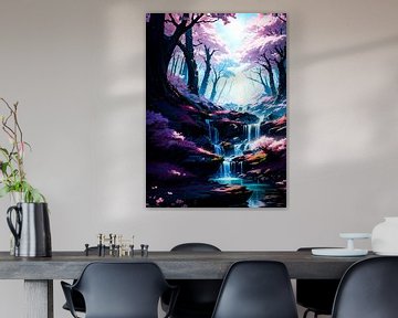Fluisterende watervallen van Sakura Bos van Ruzerin