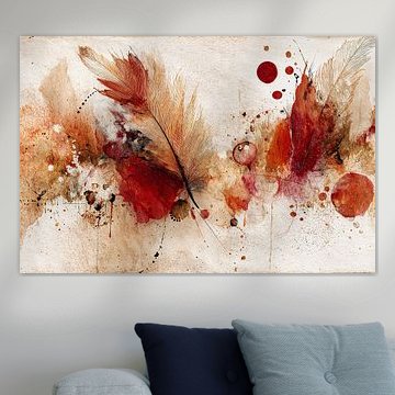 Abstrakter Rotrost – Poetisches, luftiges Gemälde von Joriali Abstrakte Kunst