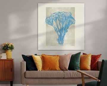 Japandi. Neutral botanical in blue, grey and beige by Dina Dankers
