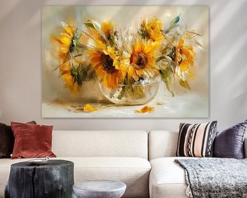 Tournesols dans un vase en verre