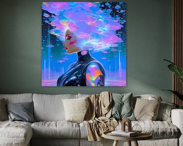 Futuristic cloud hair woman - Colourful abstraction by A.D. Digital ART