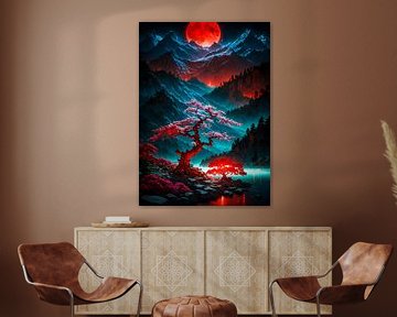 Bloedmaan boven Sakuravallei van Ruzerin