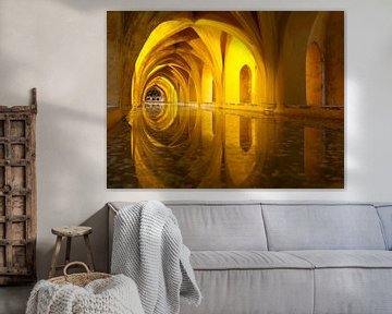 Golden Reflections in the Queen's Bath at Seville's Royal Alcazar by Stefano Orazzini