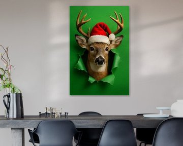 Kersthert met feestelijke hoed van But First Framing