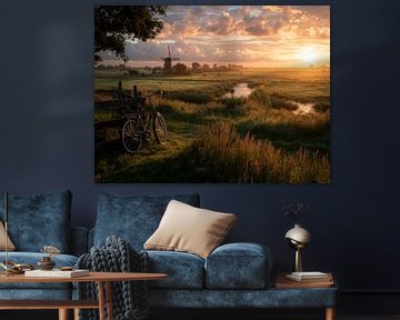 Rustig Nederlands landschap bij zonsopgang van But First Framing