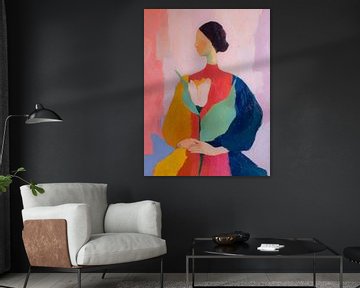 Abstract portrait of a woman with a large flower