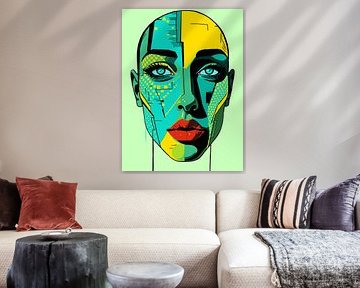 Visage abstrait minimaliste