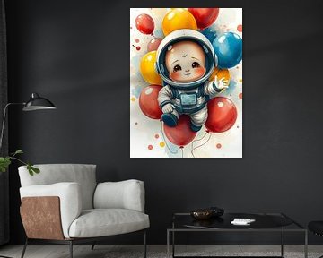 Cute Astronaut with Balloons by Bovi Okta