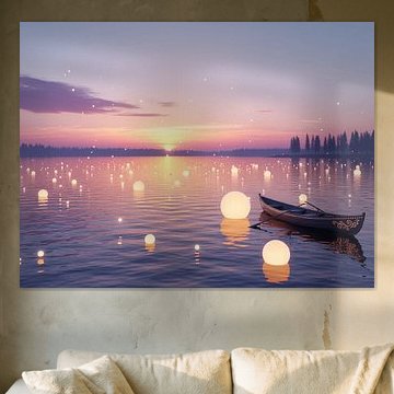 Morgenpoesie am See – Hoffnungsvolle Lichtkugeln im Sonnenaufgang von Infinite Artscape