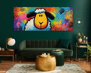 Schapen Kunst | Abstract Kleurrijk Schaap Werk van Abstract Schilderij