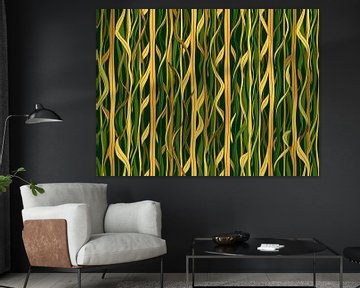 Natürliche, erdige Trauerweide und hohes Gras - Botanisches Muster von Artistic