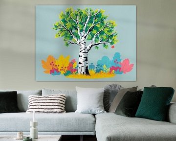 Tranquil Birch : une oasis automnale vibrante