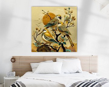 Vogels in Gouden Gloed van Karina Brouwer