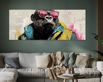 Gorilla Zonnebril | Graffiti Gorilla met Kleurige Jas van OMG Art