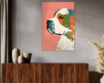 Hund Abstrakt | Modern Hound mit buntem Hintergrund von Moderne Kollektion