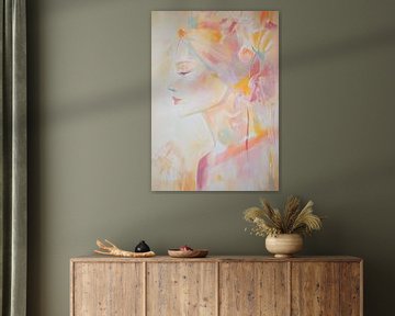 Quiet woman | Quiet woman with pastel colours by Zen and More