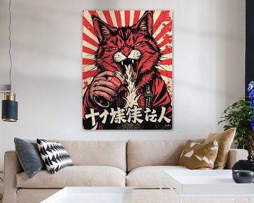 Red Cat Ukiyo-e by okta rendy